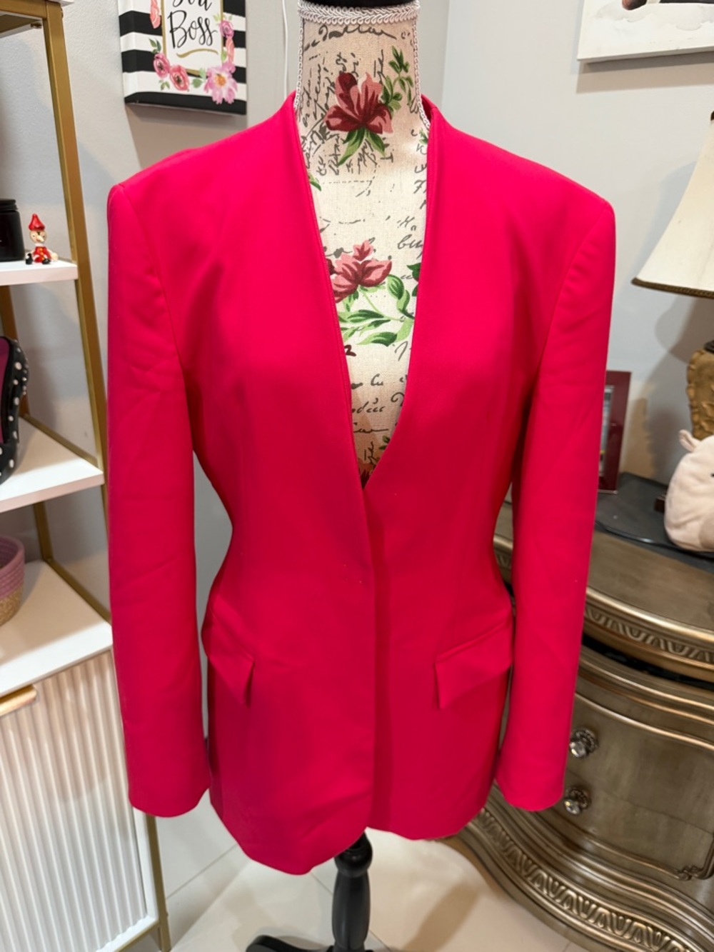 Zara Hot Pink Open-Front Blazer - Picture 2 of 12